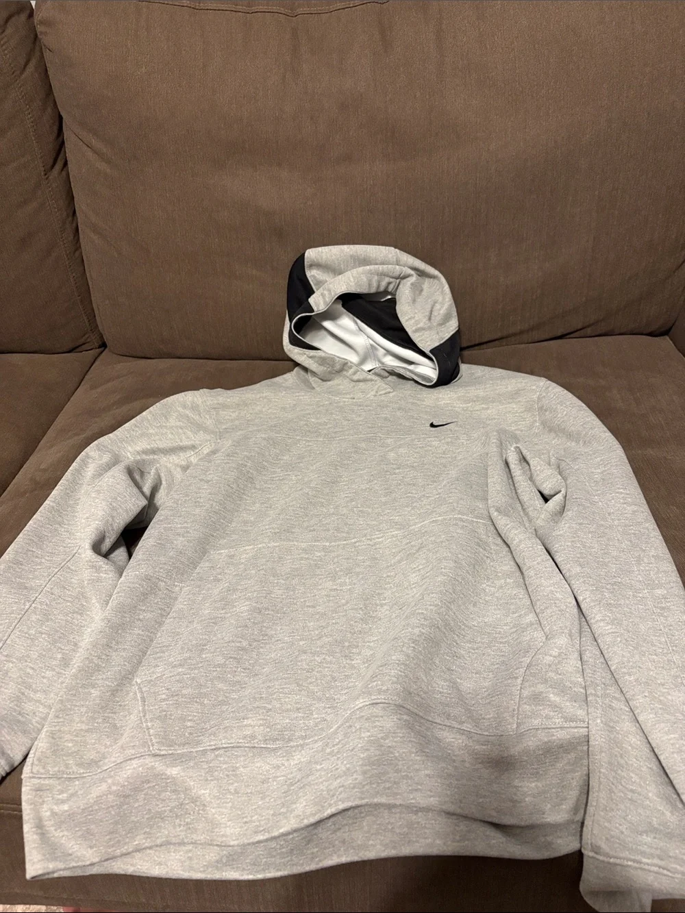 Nike Light Gray Hoodie with Black-Lined Hood